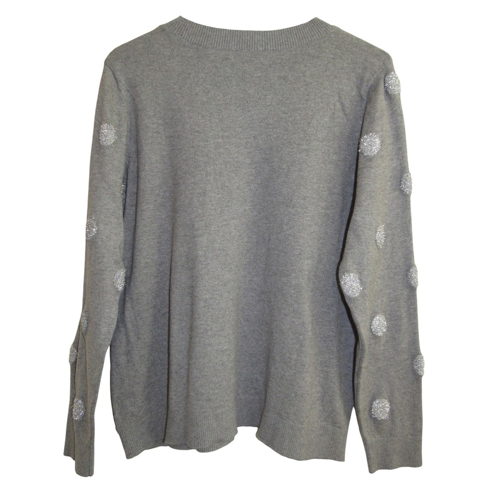 Talbots Sweater Women's XL Gray Metallic Tinsel Dots - Picture 4 of 4